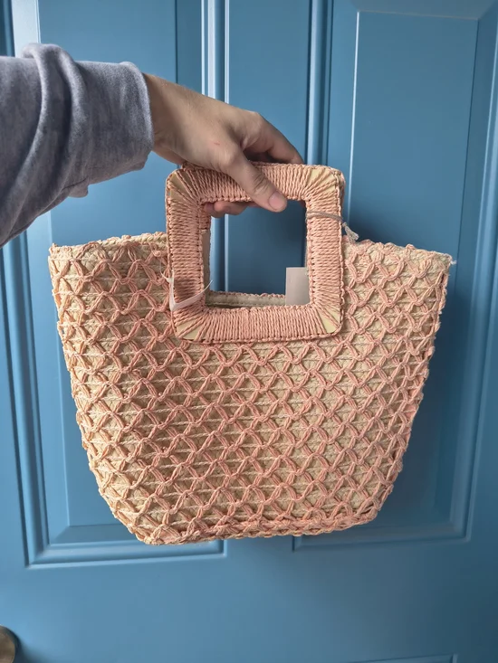 a new day PinkCrochet Square-Handle Tote Bag - Picture 4 of 7